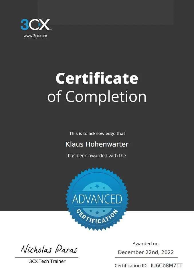 Wir sind 3CX ADVANCED Certified